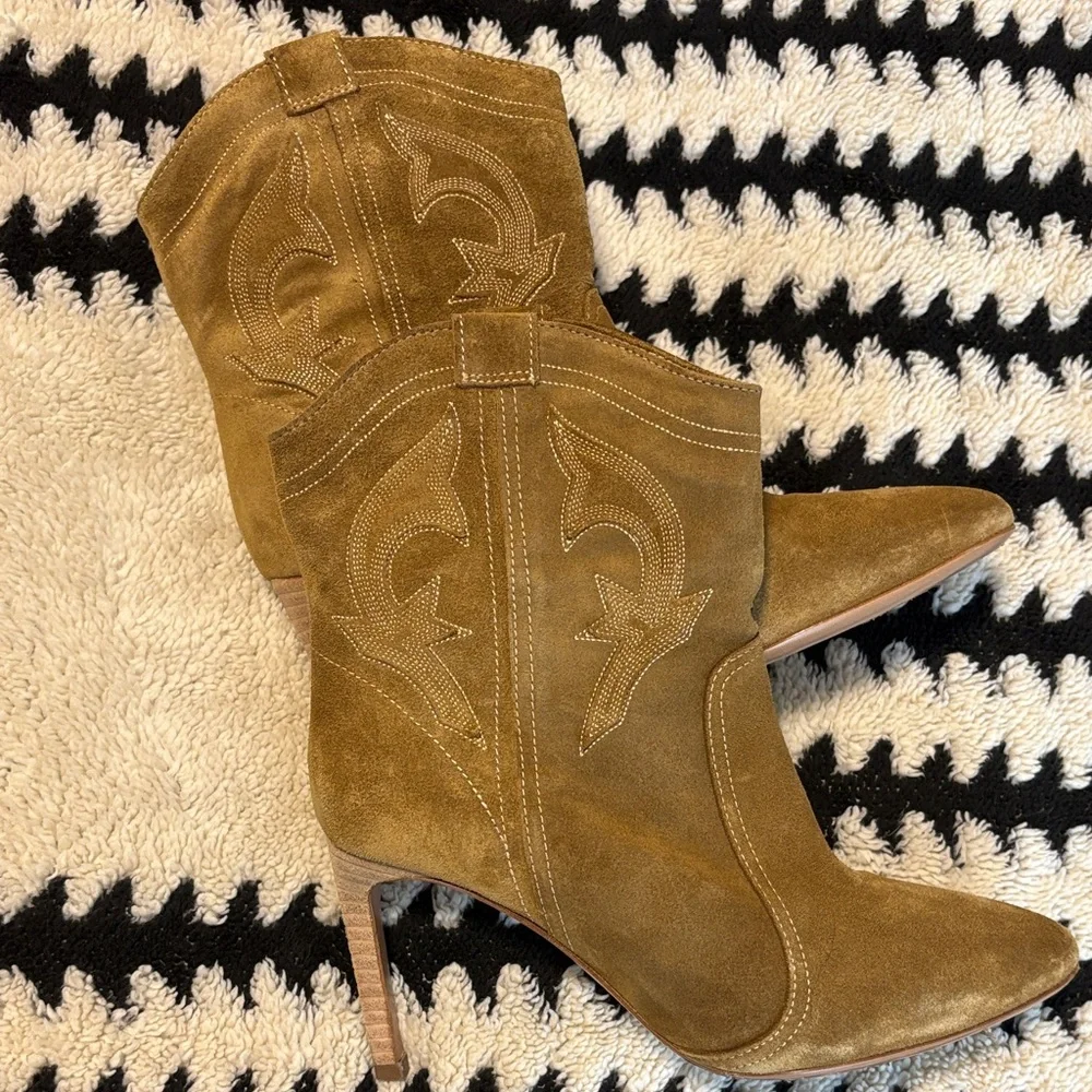ba&sh Camel Suede Heeled Boots - Picture 1 of 5